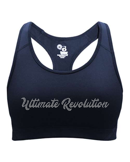 Ultimate Revolution script text 1-color stones Girls' Sports Bra