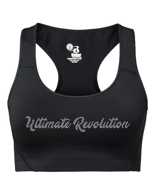 Ultimate Revolution script text 1-color stones Girls' Sports Bra
