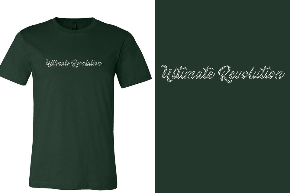 Rhinestones Ultimate Revolution script text 1-color stones Unisex t-shirt