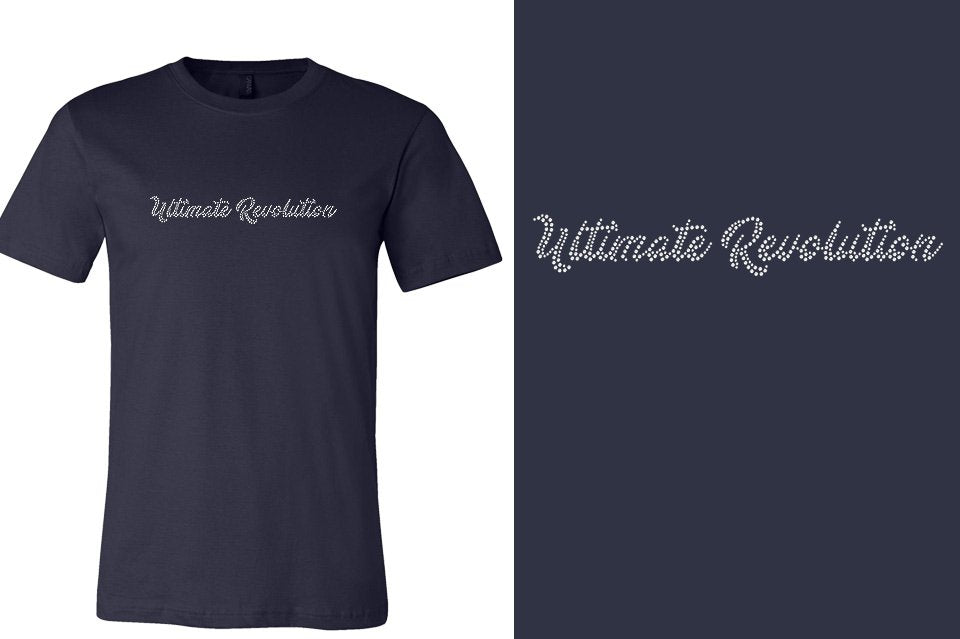 Rhinestones Ultimate Revolution script text 1-color stones Unisex t-shirt
