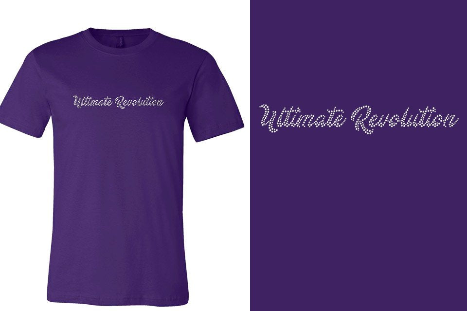 Rhinestones Ultimate Revolution script text 1-color stones Unisex t-shirt