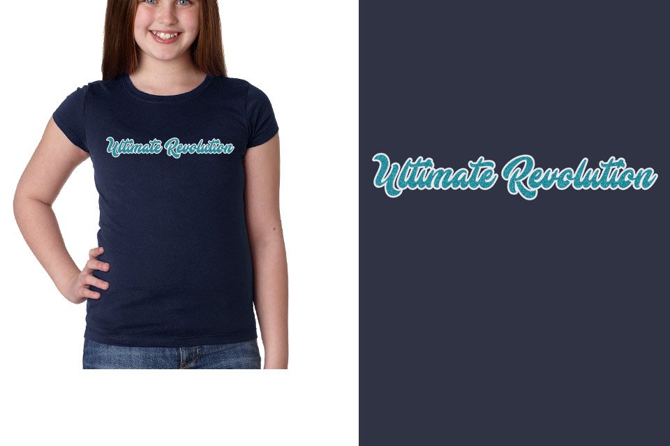 Ultimate Revolution script text 2-color glitter Girls' Princess T-Shirt