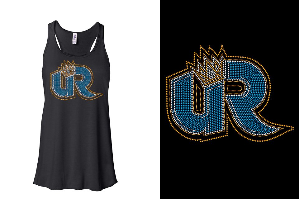 Rhinestones Ultimate Revolution UR logo stones 3-color Youth Flowy Racerback Tank