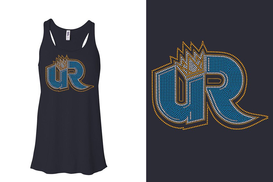 Rhinestones Ultimate Revolution UR logo stones 3-color Youth Flowy Racerback Tank