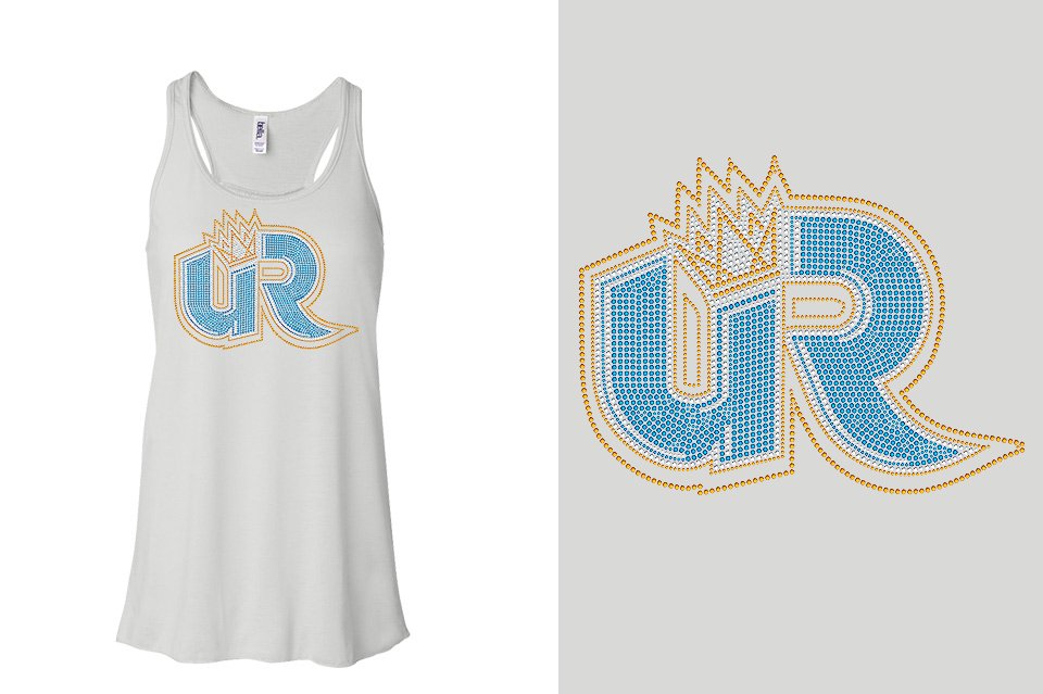 Rhinestones Ultimate Revolution UR logo stones 3-color Youth Flowy Racerback Tank