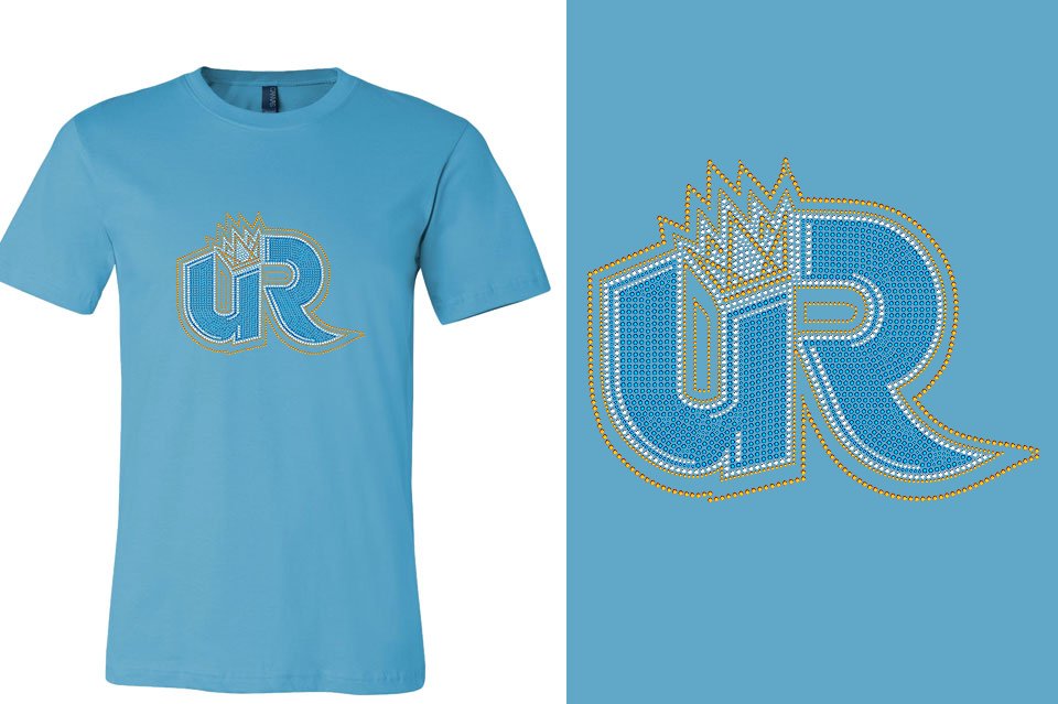 Rhinestones Ultimate Revolution UR logo stones 3-color Unisex t-shirt