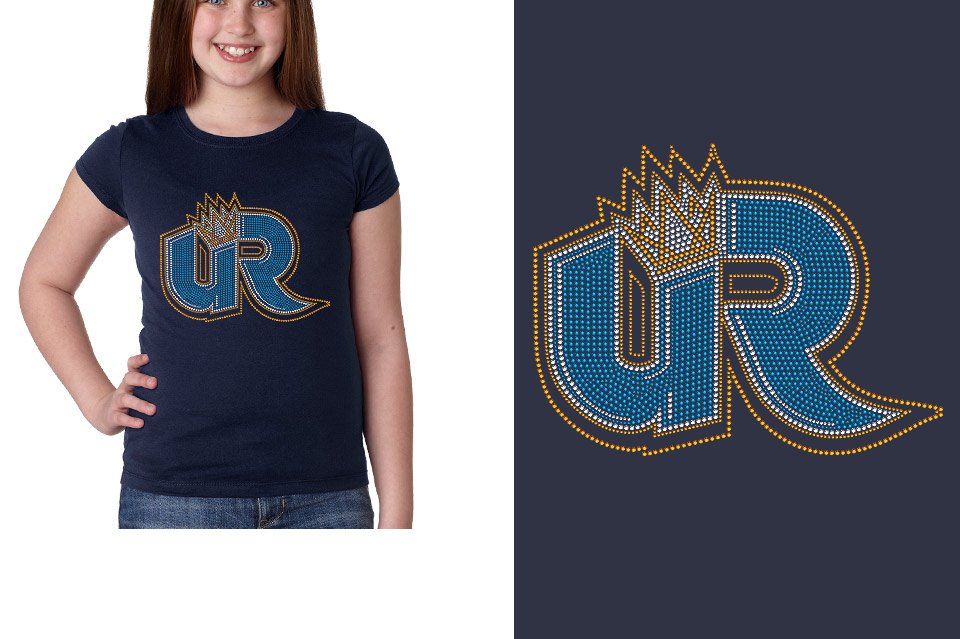 Rhinestones Ultimate Revolution UR logo stones 3-color Girls' Princess T-Shirt