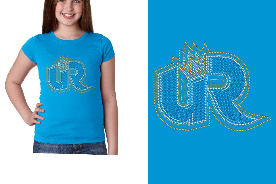 Rhinestones Ultimate Revolution UR logo stones 3-color Girls' Princess T-Shirt