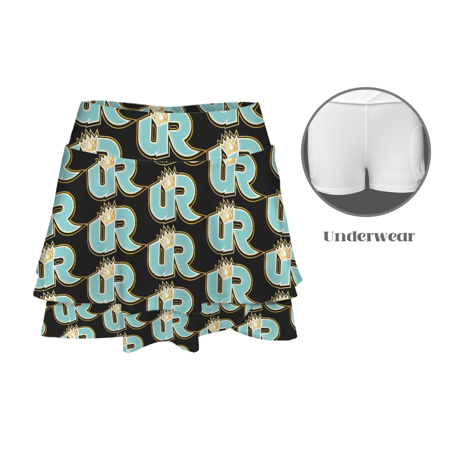 High Waist Layered Ruffle Pockets Sports Skirt