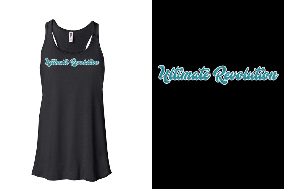 Ultimate Revolution script text 2-color glitter Youth Flowy Racerback Tank