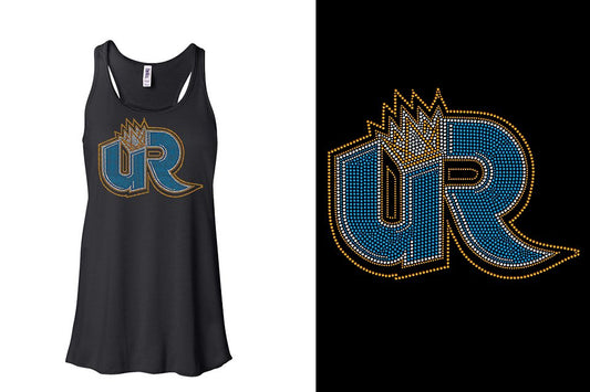 Rhinestones Ultimate Revolution UR logo stones 3-color Youth Flowy Racerback Tank