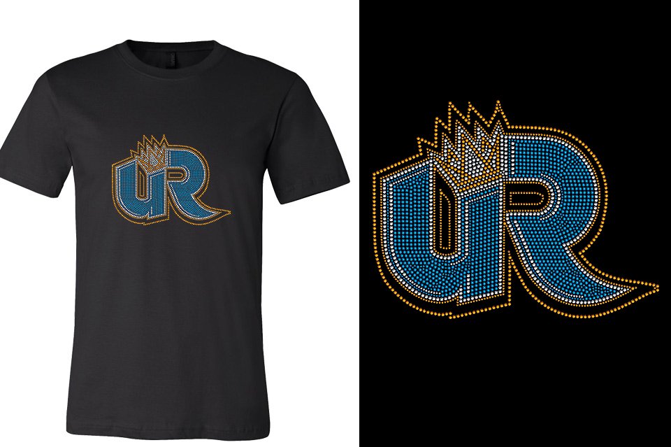 Rhinestones Ultimate Revolution UR logo stones 3-color Unisex t-shirt