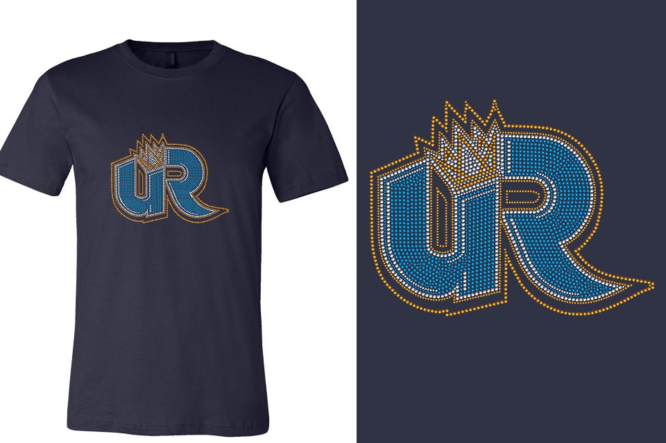 Rhinestones Ultimate Revolution UR logo stones 3-color Unisex t-shirt