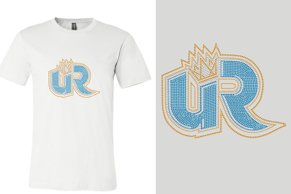 Rhinestones Ultimate Revolution UR logo stones 3-color Unisex t-shirt