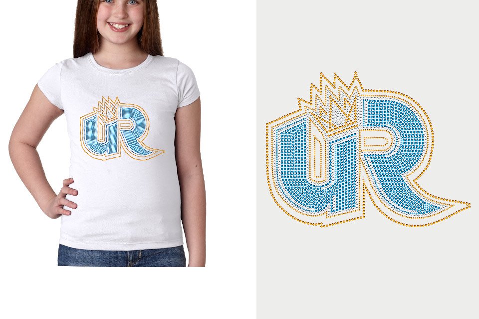 Rhinestones Ultimate Revolution UR logo stones 3-color Girls' Princess T-Shirt